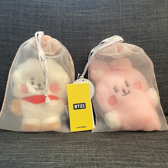 BT21 Line Friends Plush "RJ" and "Cooky" - Picture 3 of 4